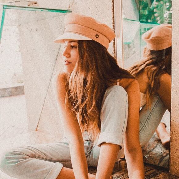 Lack of Color Lola Peach Cream Suede Newsboy Cap Coquette Slouch Hat Large 59cm - Picture 1 of 8